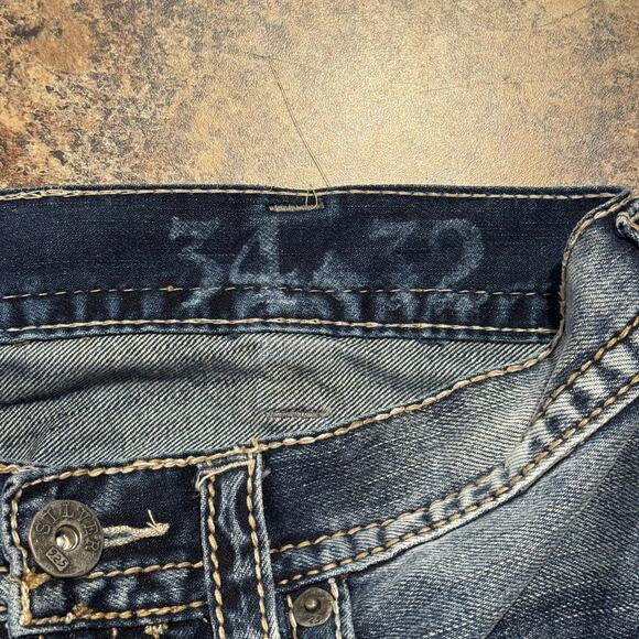 Silver Mens Jeans Zac Surplus Relaxed Straight 925 Series Flap Pocket Blue 34x32 - Picture 3 of 9